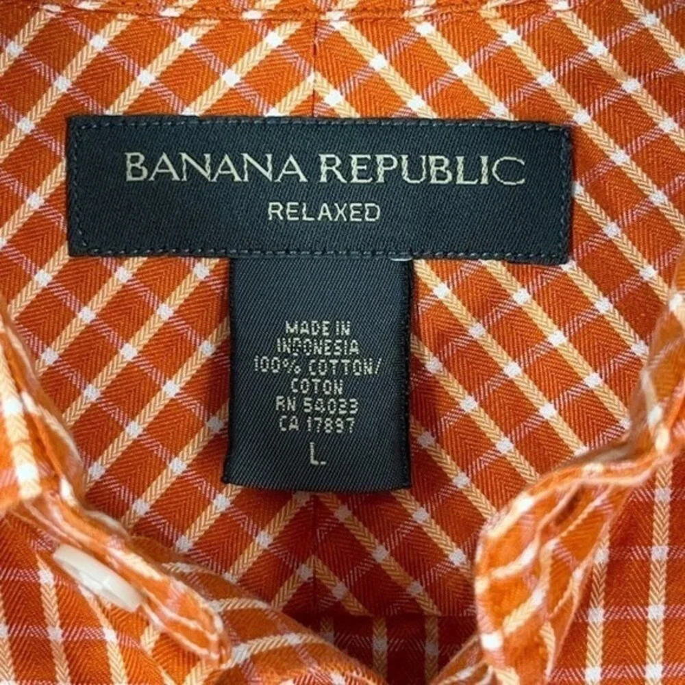 Banana Republic Relaxed Fit Shirt Mens Large Button Front Business Casual Orange